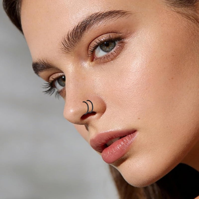 JFORYOU Fake Eyebrow Ring Fake Lip Labret Studs Replacement Balls Spike with 100pcs Sticker Non-Piercing Body Jewelry Fake Skin Piercing - Image 5